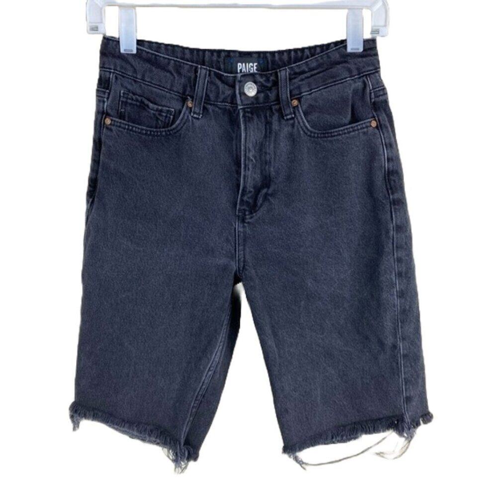 Paige Robbie High Rise Shorts Denim Womens Sz 25 Black Grunge Boho Summer Punk